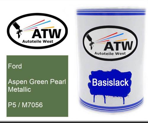 Ford, Aspen Green Pearl Metallic, P5 / M7056: 500ml Lackdose, von ATW Autoteile West.